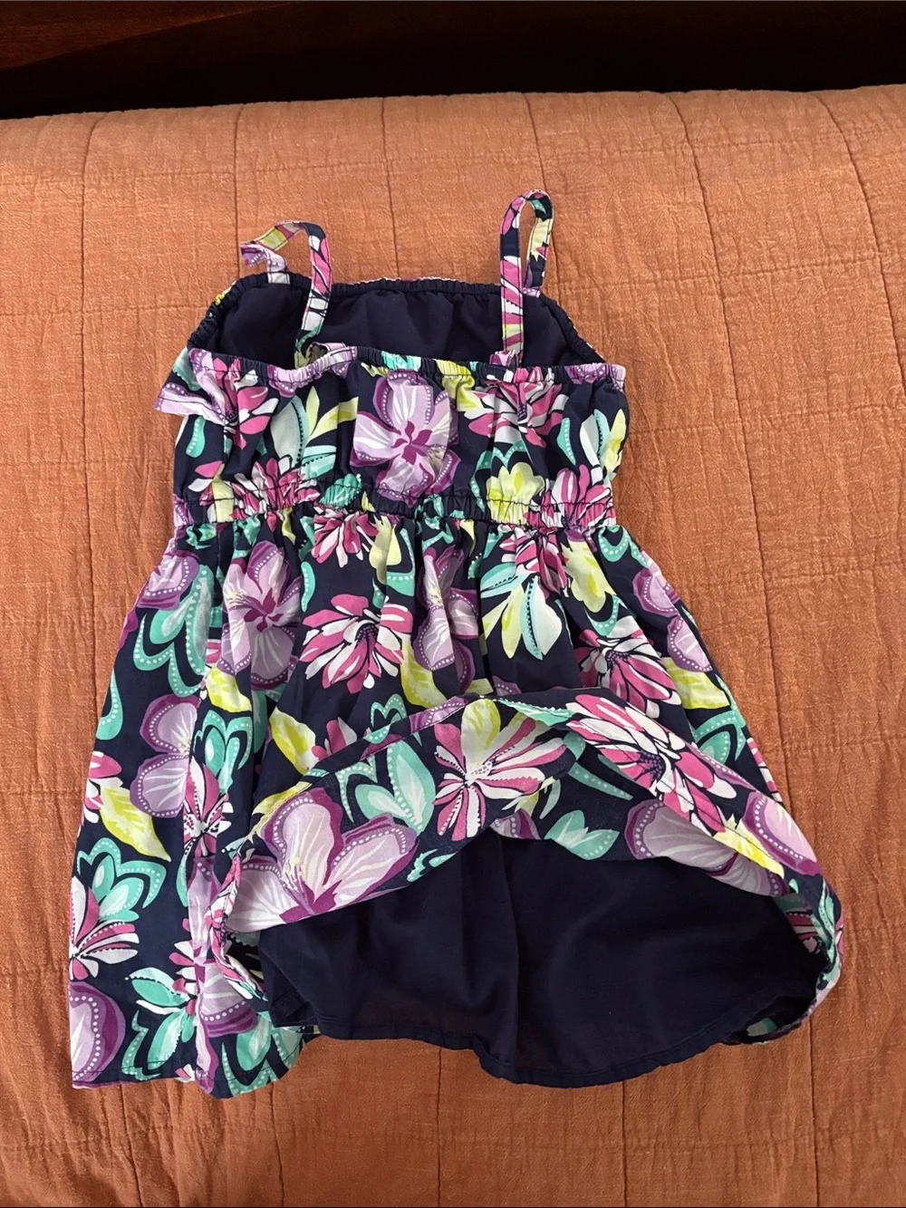 Gymboree Navy Floral Ruffle Strap Romper